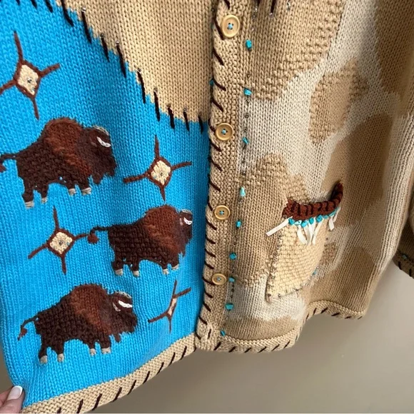 Storybook Knits  Aztec western embroidered sweater M - Picture 2 of 8
